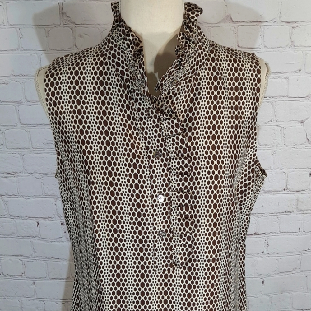 Tory Burch Deneuve Silk Sleeveless Ruffle Blouse